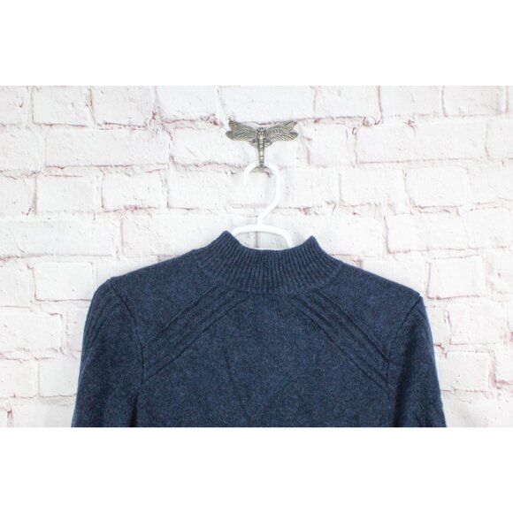 LL Bean Rangeley Merino Wool Pullover Sweater Quarter Zip Navy Size L - Picture 9 of 11